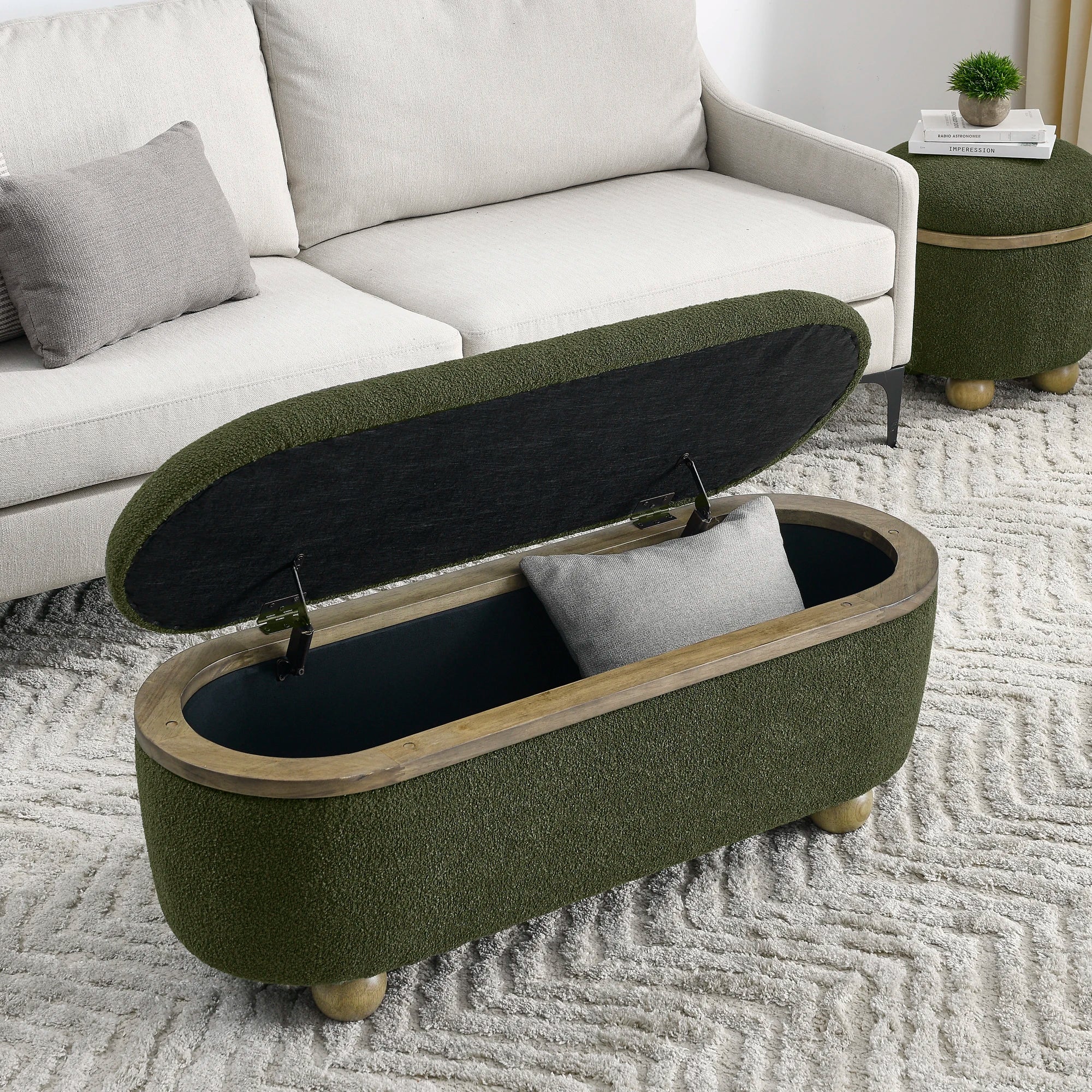 43.31" Ottoman Bench, Hidden Storage, Footrest Stool
