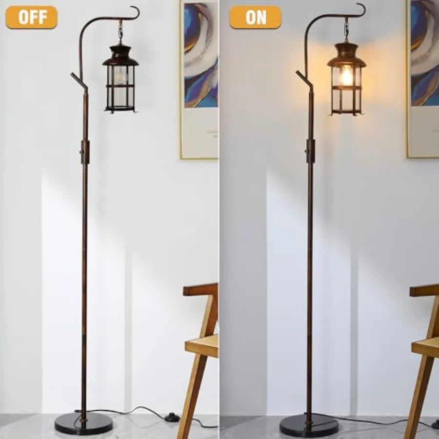 Dimmable Lantern Standing Lamp Rustic Farmhouse Finish