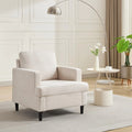 Accent Chair, Linen Soft Thick High Resilience Foam Cushion, Wood Legs
