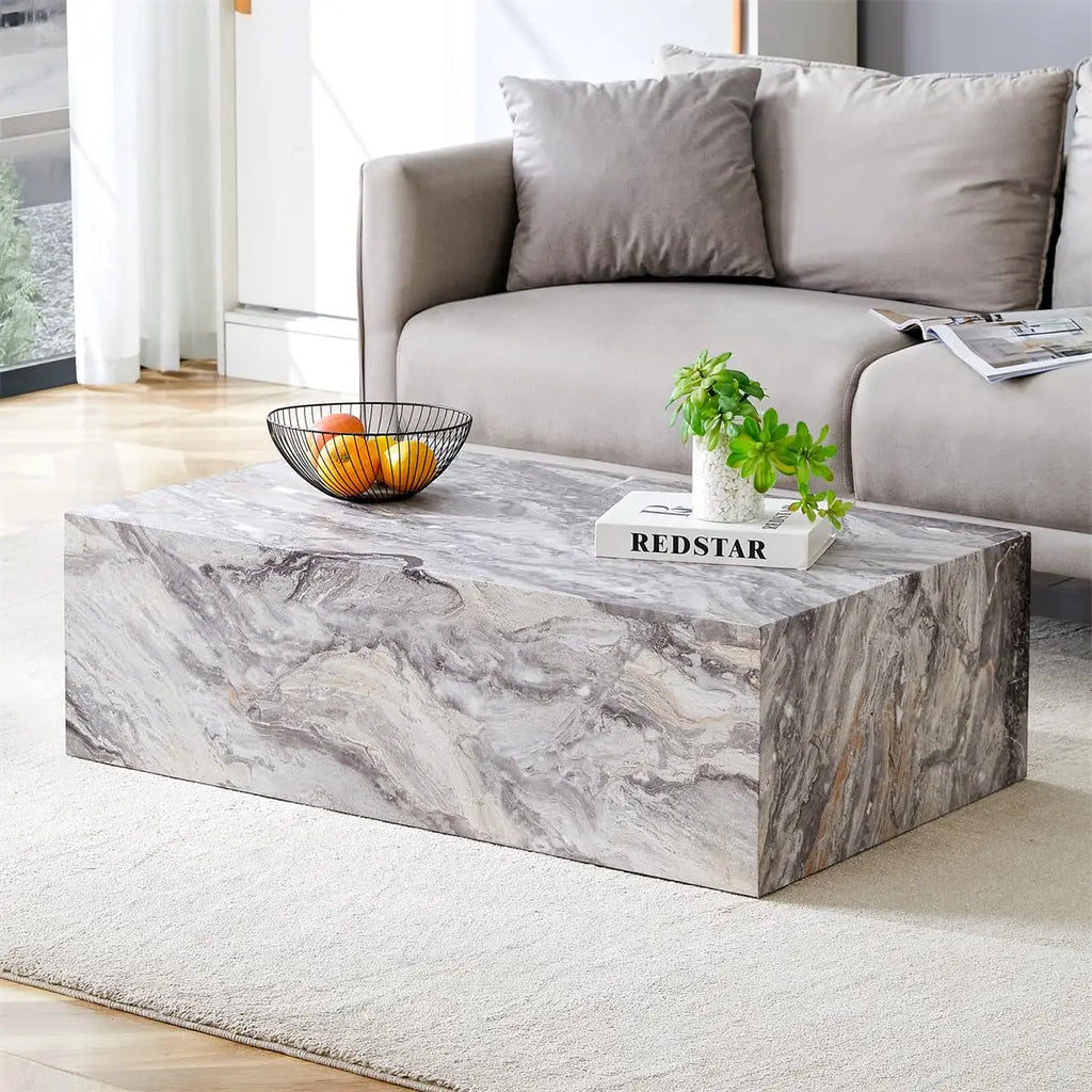 Coffee Table, Modern Faux Marble Table