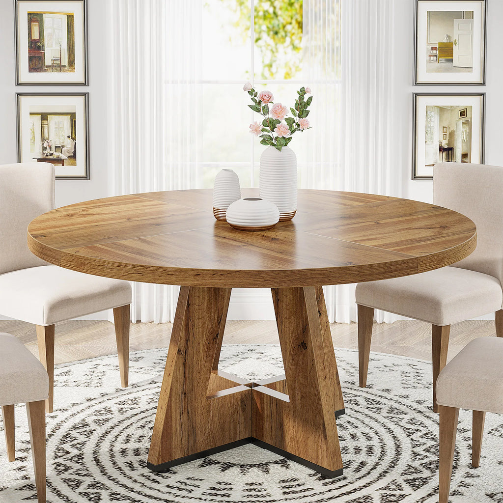 Round Dining Table, 4, 47IN Small Dinner Table