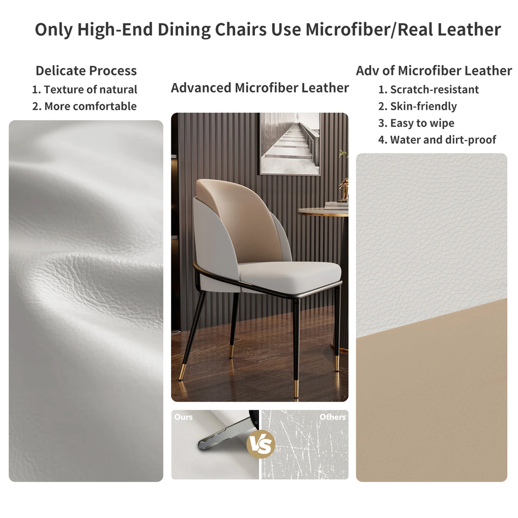 Luxurious Upholstered Dining Chairs Set, Microfiber Silicone Leather, 2 Colors