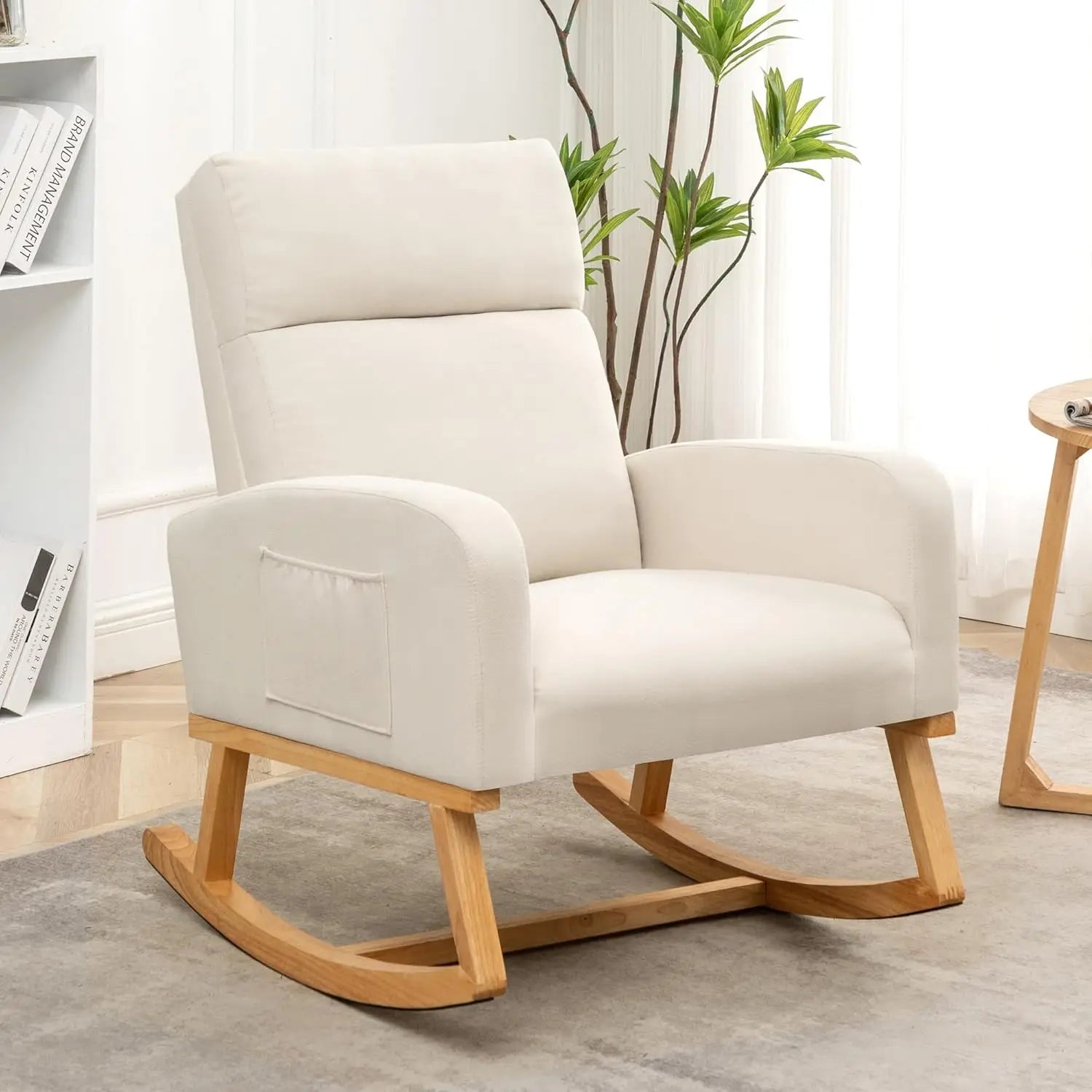 Rocking Chair, Sherpa Armchair with High Backrest