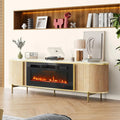70" Fluted Fireplace Entertainment Center for TVs Up to 80IN, Cabinets