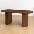 70.8IN Oval Dining Table for 6-8 Person, Semi-Cylindrical Legs Base