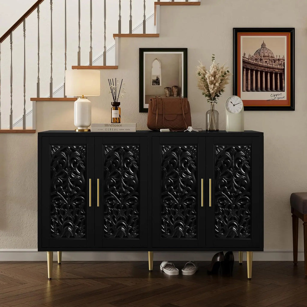 47.8" Accent 4-Door Carving Buffet Cabinet with Storage