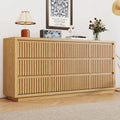 Fluted 9-Drawer Dresser, 58" Wide Vintage Chest of Drawers