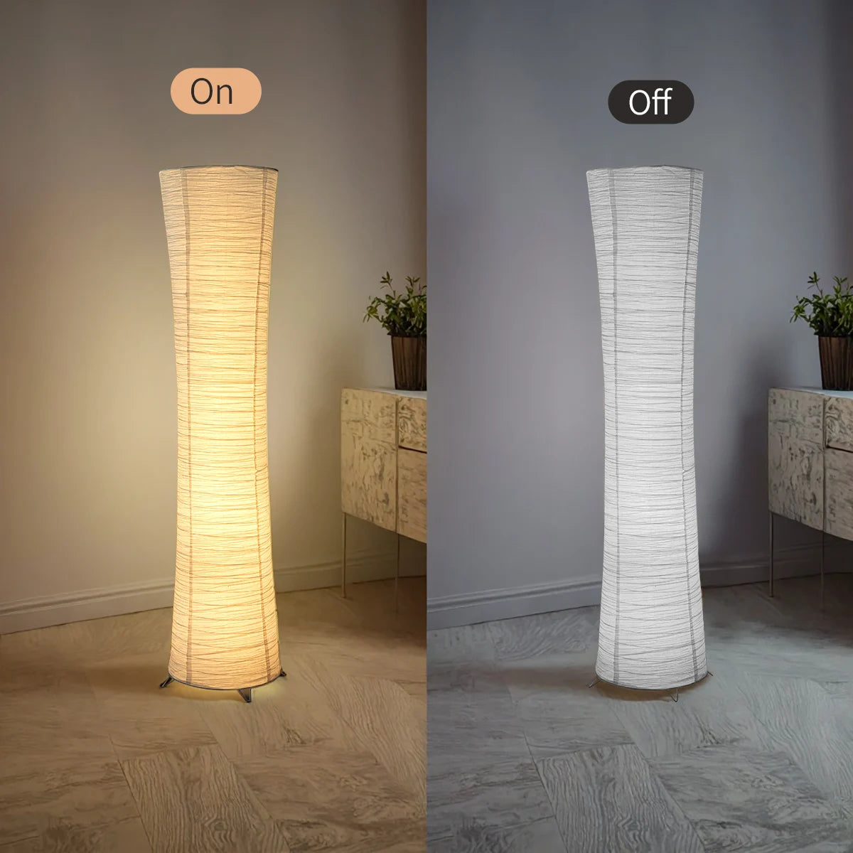 Paper floor lamp, chrome-plated, LED light strip, festival lantern