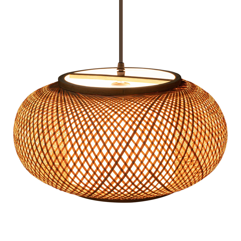 (40cm/16inch) Bamboo Pendant Light, Hanging Light Fixture Boho Pendant Light