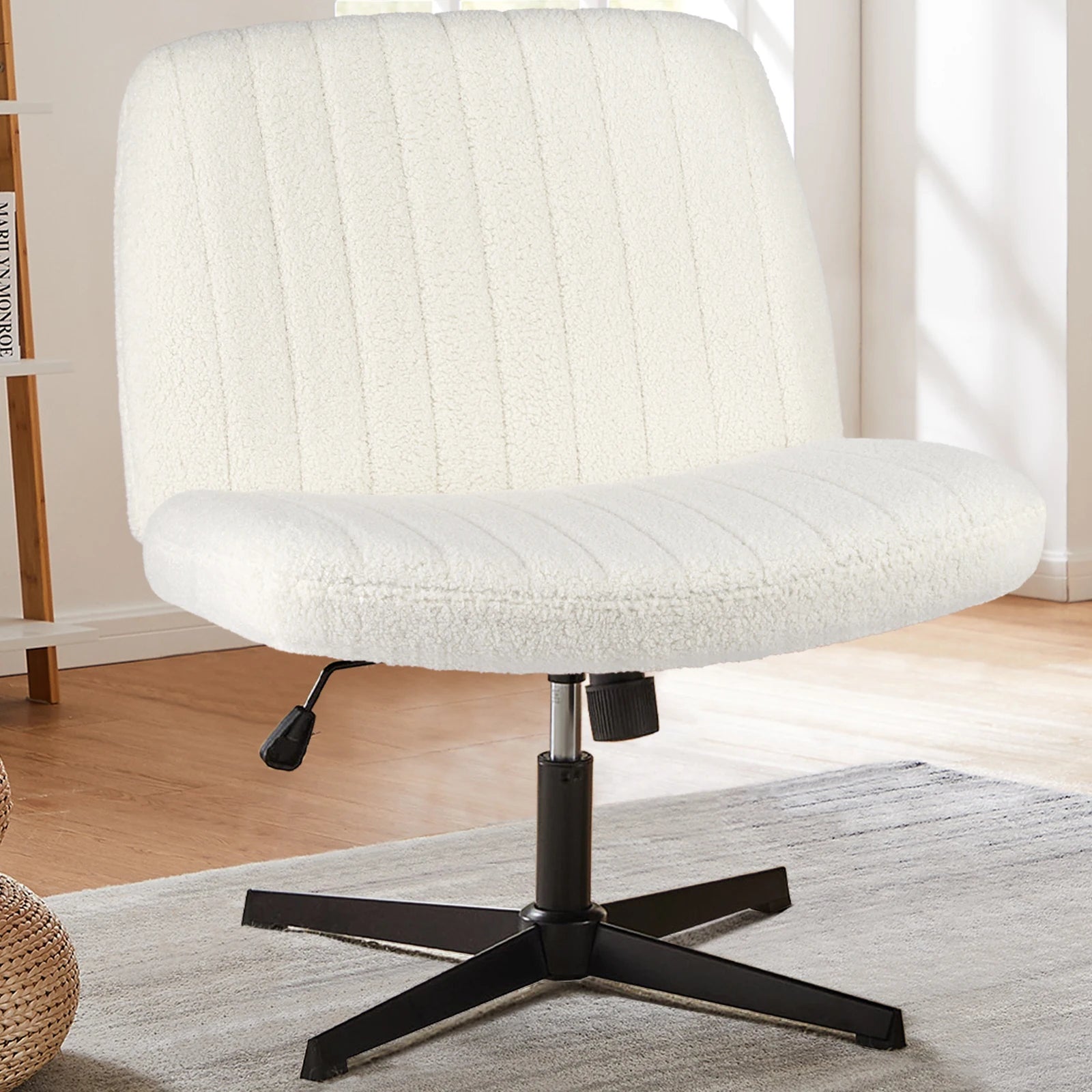 Cross Legged Rocking Gaming Chair Armless Wide Adjustable Swivel