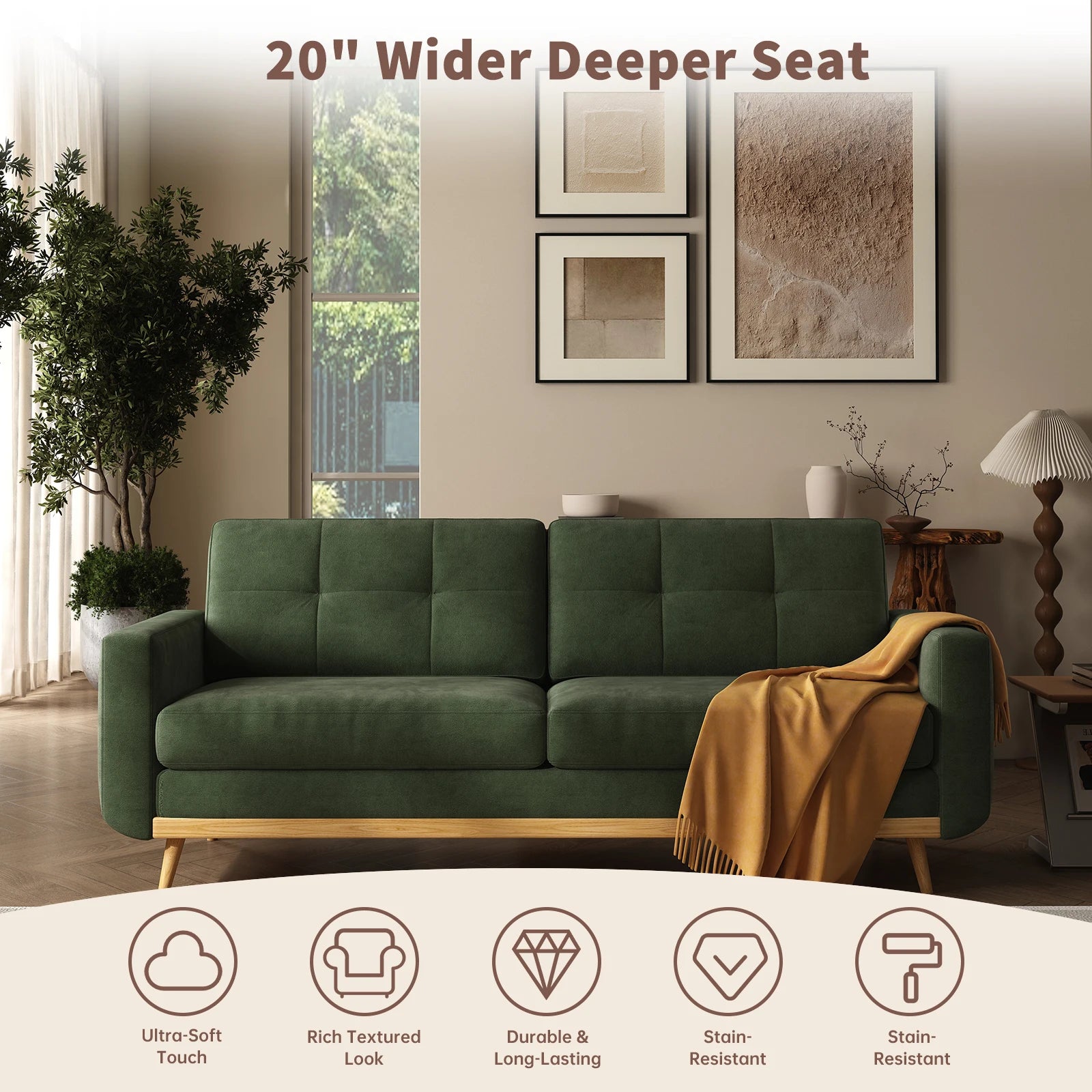67.7IN Loveseat Sofa Wooden Legs
