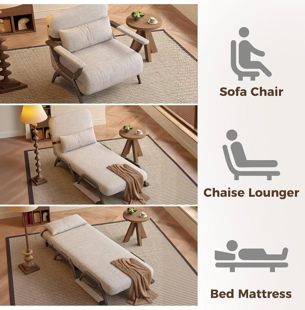 Convertible  Futon Sleeper Chair, 3-in-1 Fold-Out Chair That Turns Into A Sleeper