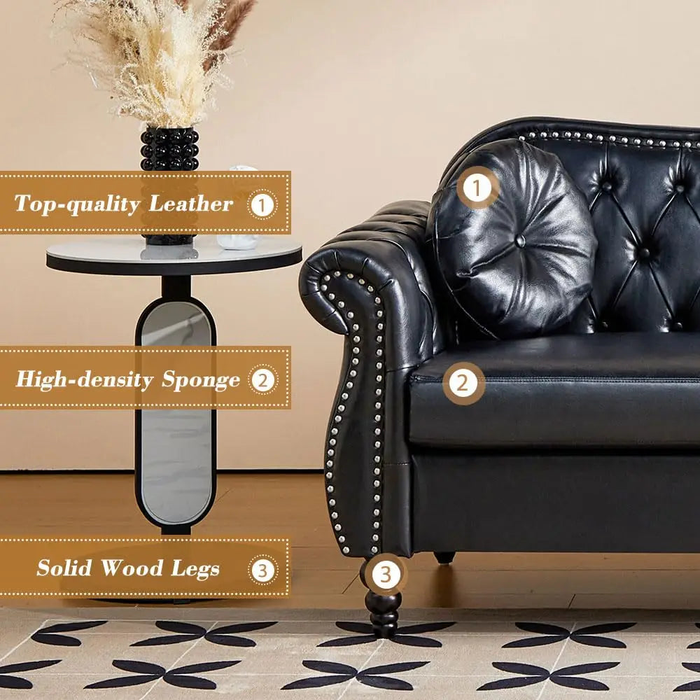 60" Chesterfield Loveseat Sofa, Upholstered 2 Seater Deep Button Tufted