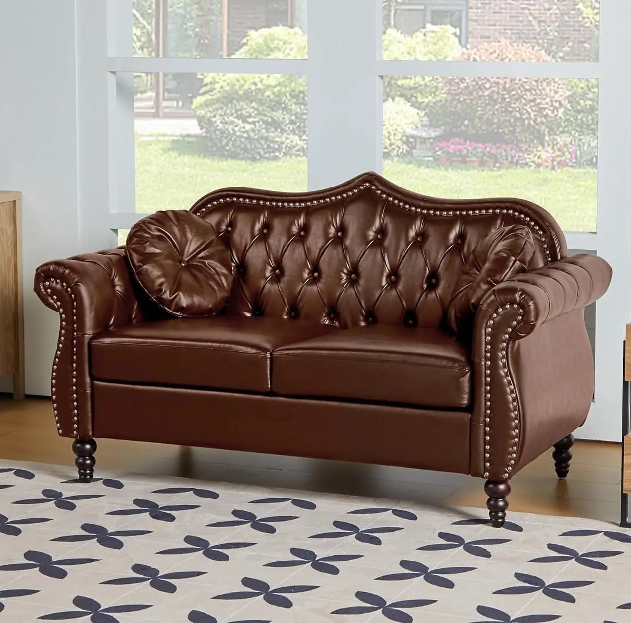60" Chesterfield Loveseat Sofa, Upholstered 2 Seater Deep Button Tufted