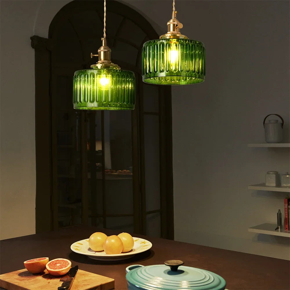 LED Crystal Pendant Light Green Chandelier Modern Hanging Ceiling Lamp