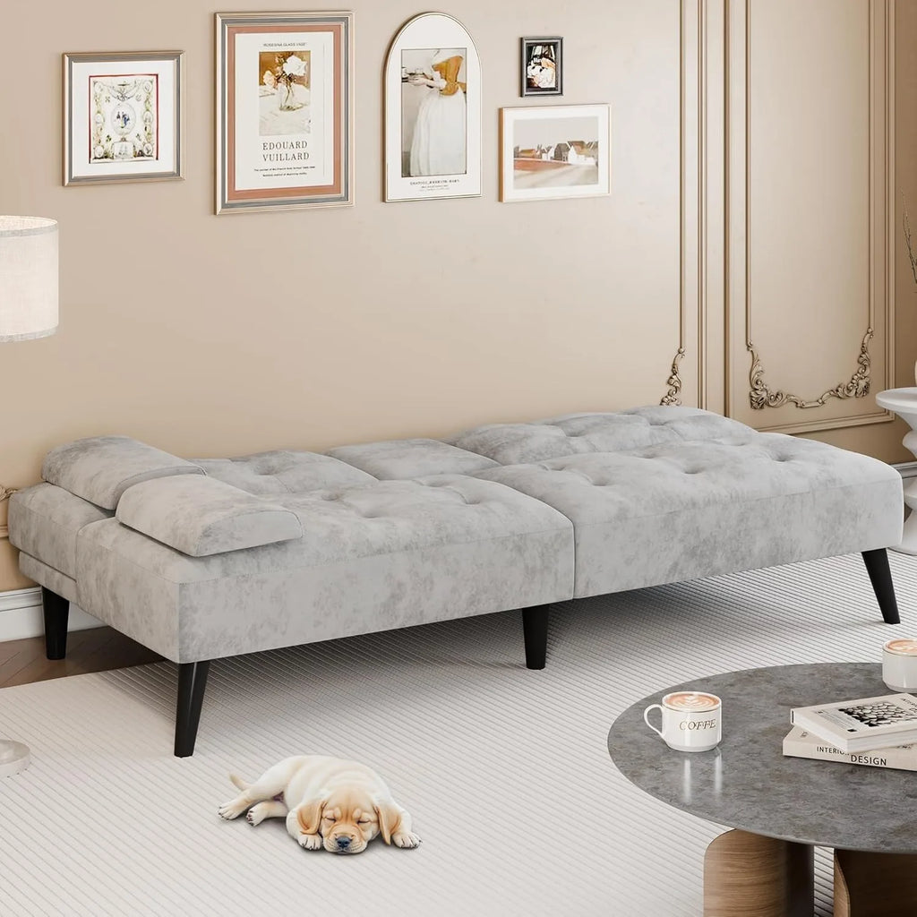 64IN Futon Bed, 2-Cup Holders, 3 Adjustable Angle,  Removable Parts