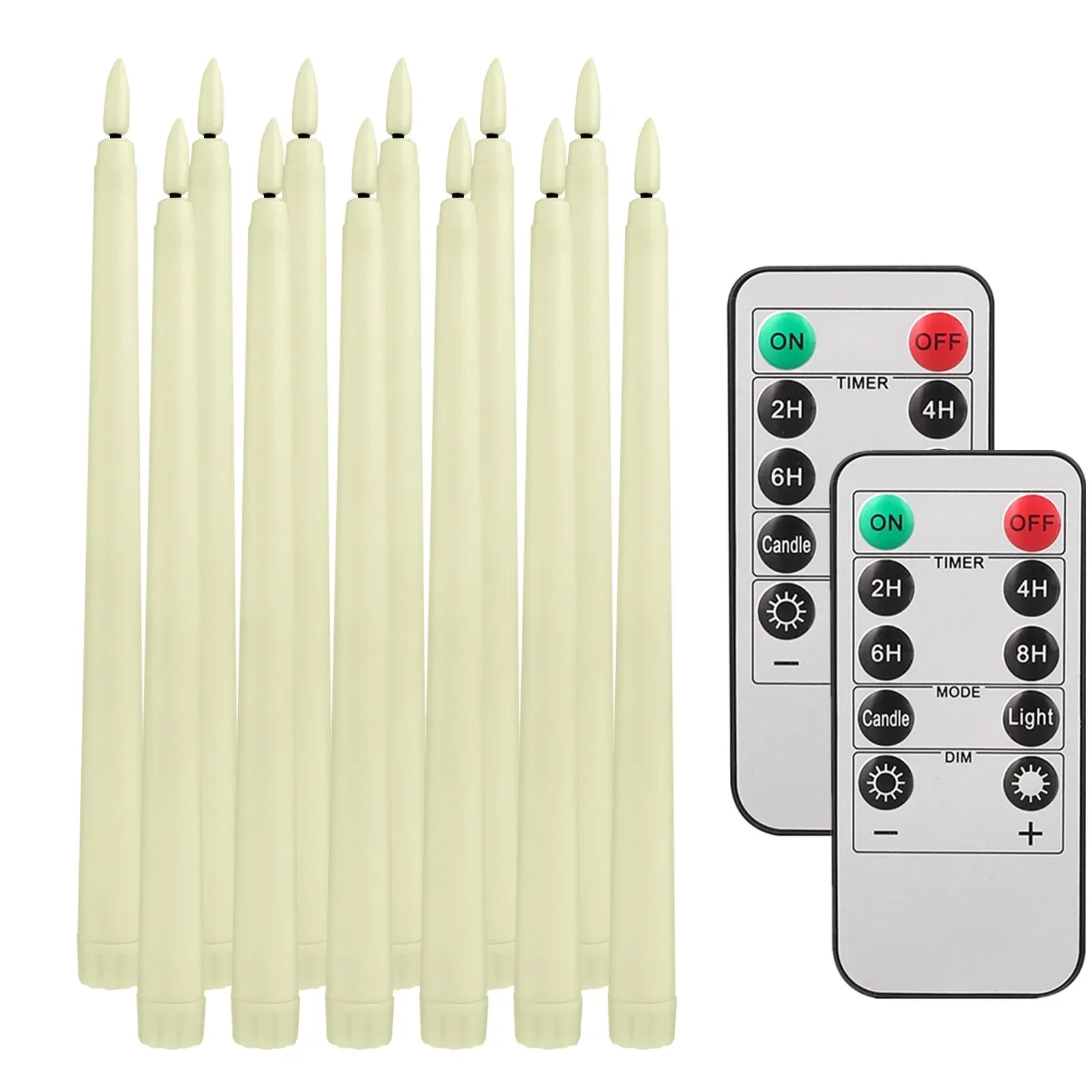 Pack of 12/24Pc LED Flameless Flickering Taper Candles, Remote Battery