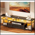 63IN LED TV Stand for 65-70IN TVs, Power Outlets, RGB Lights