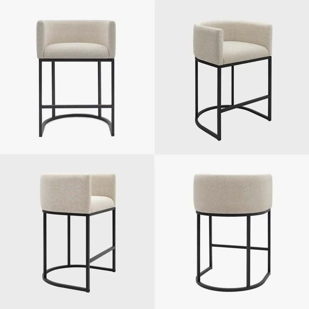 Counter Height Bar Stools, Set-of-3, 24IN Seat Height, Fabric Upholstered