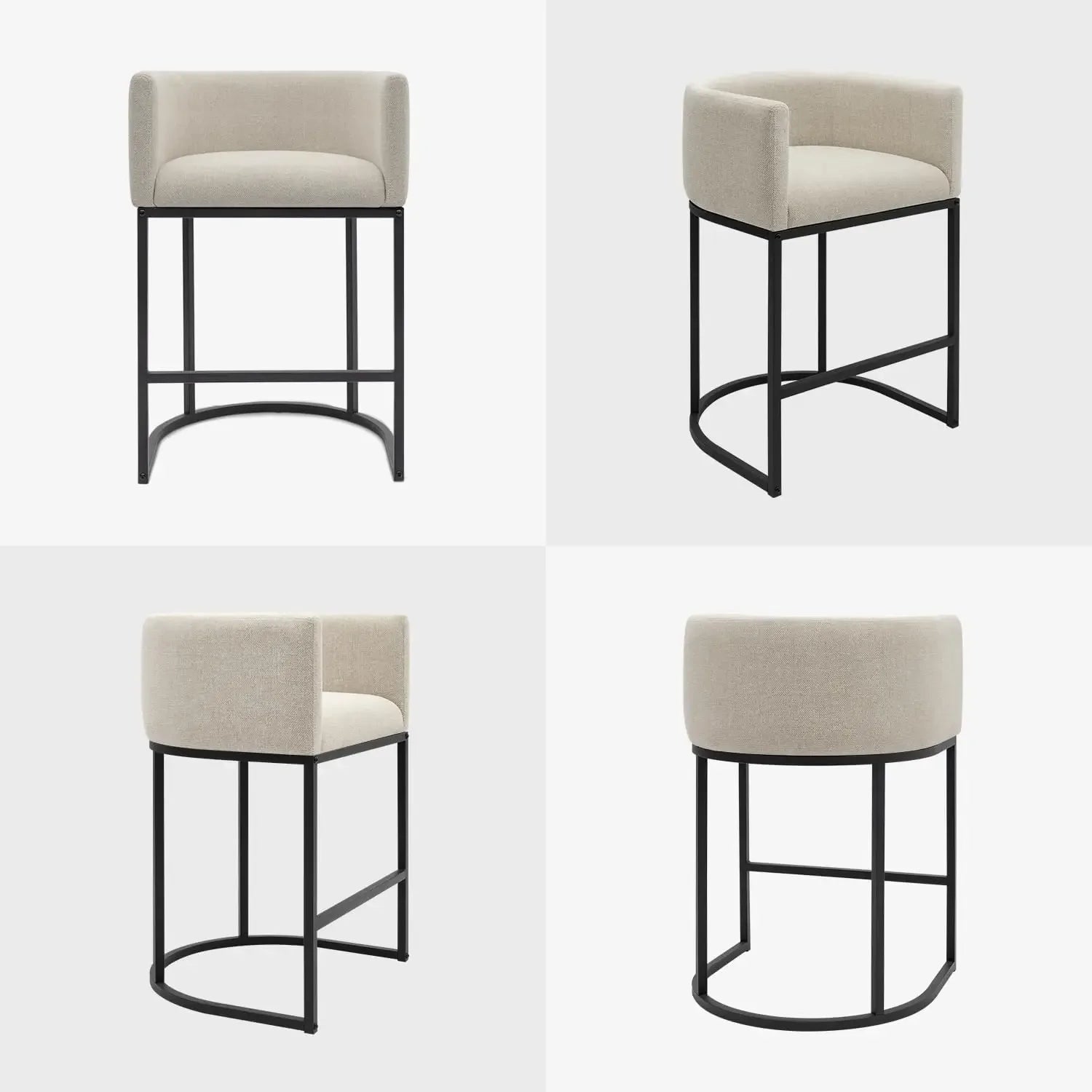 Counter Height Bar Stools, Set-of-3, 24IN Seat Height, Fabric Upholstered