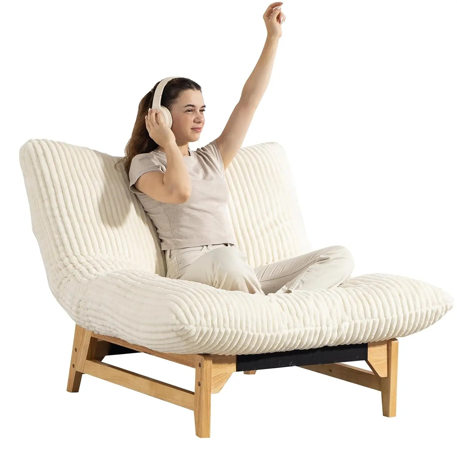 Comfy Giant Bean Bag Cloud Chair with Frame for Oversized Beanbag