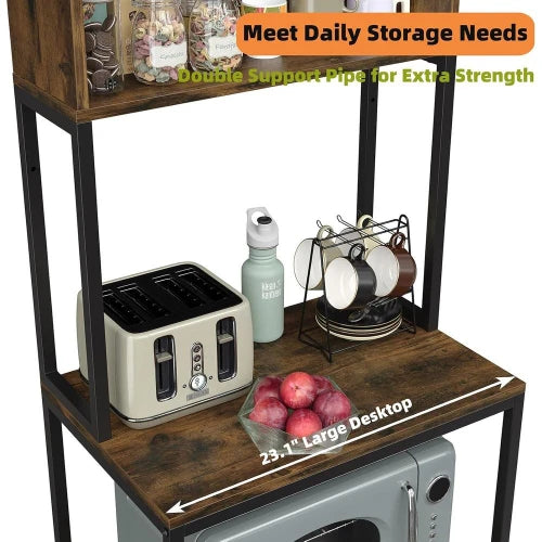 5-Tier Kitchen Bakers Rack Power Outlet, Microwave Oven Stand, Storage