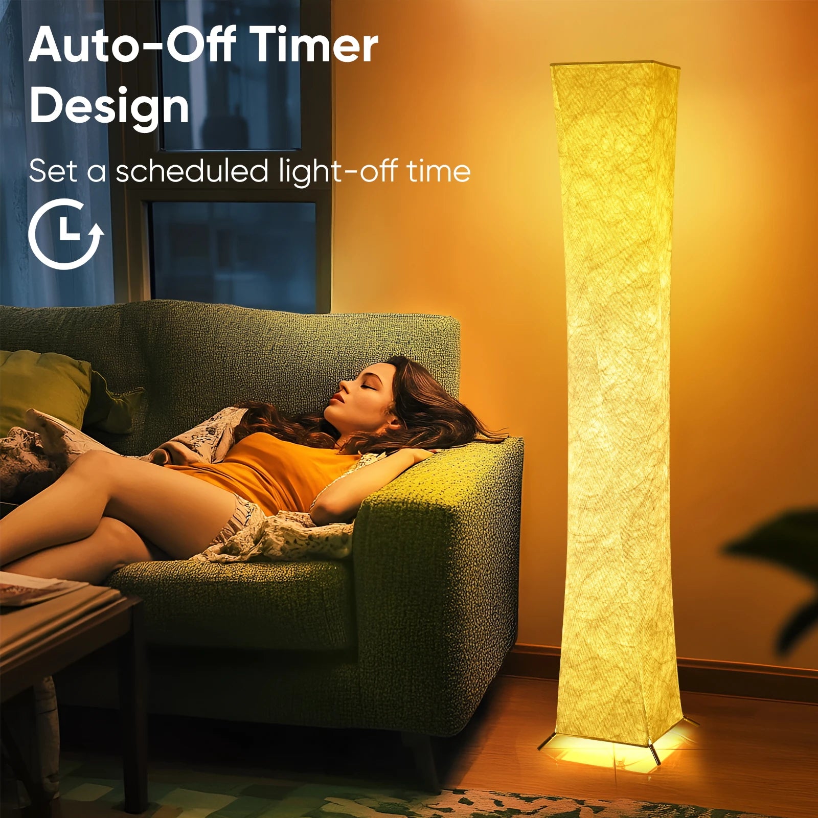 52" Soft Light Floor Lamp, Warm Light 3000K LED Fabric
