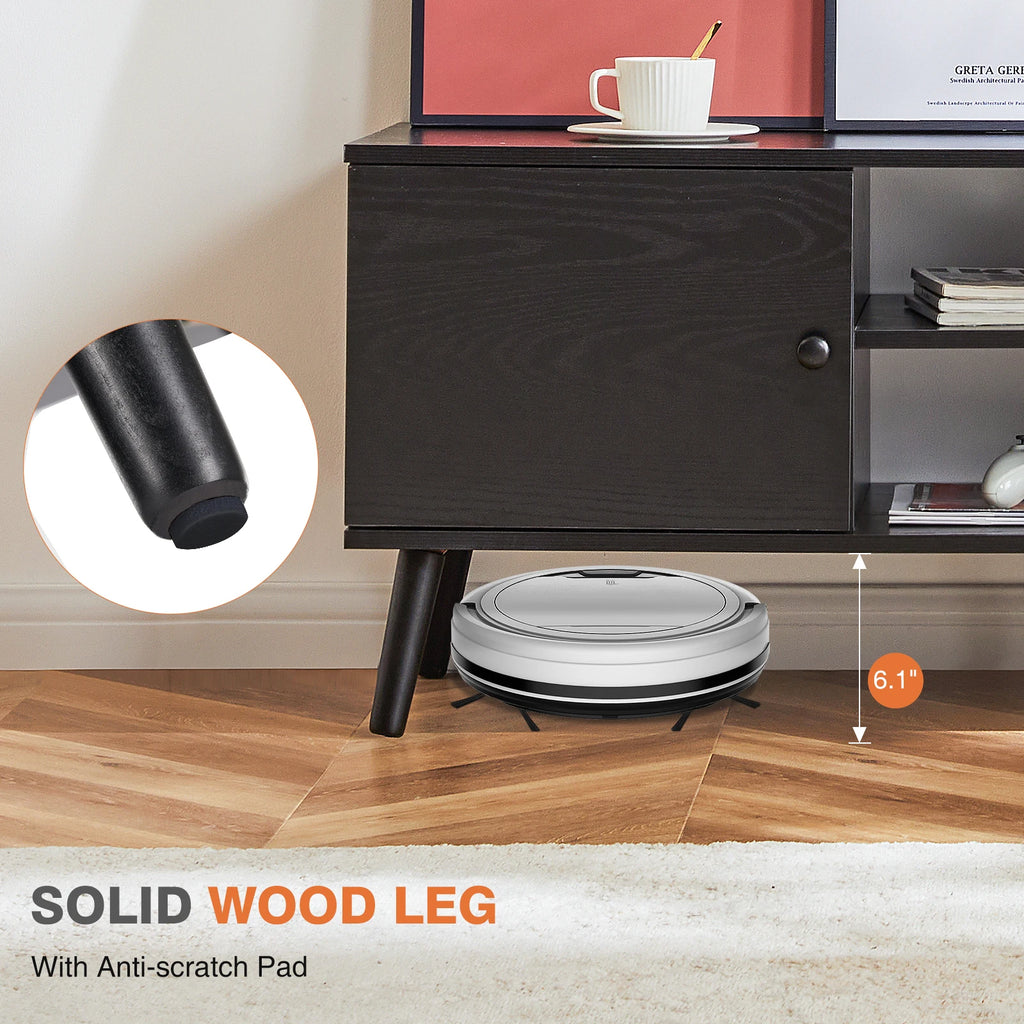Wooden TV Stand For Up To 60 Inch TV's, Adjustable Shelf, 2 Storage