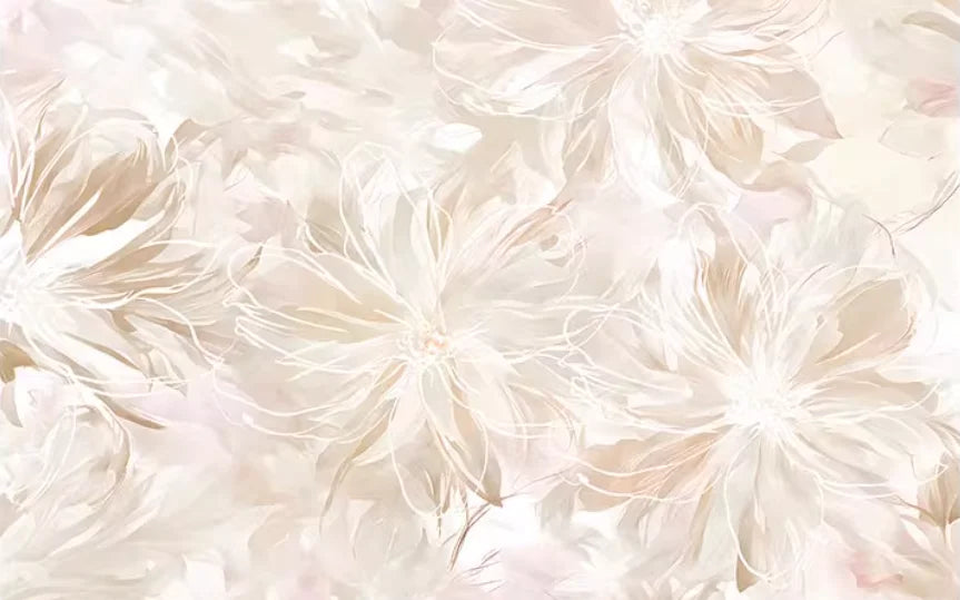 Cream Style Abstract Feather Flower Pattern Wallpaper European Wall mural