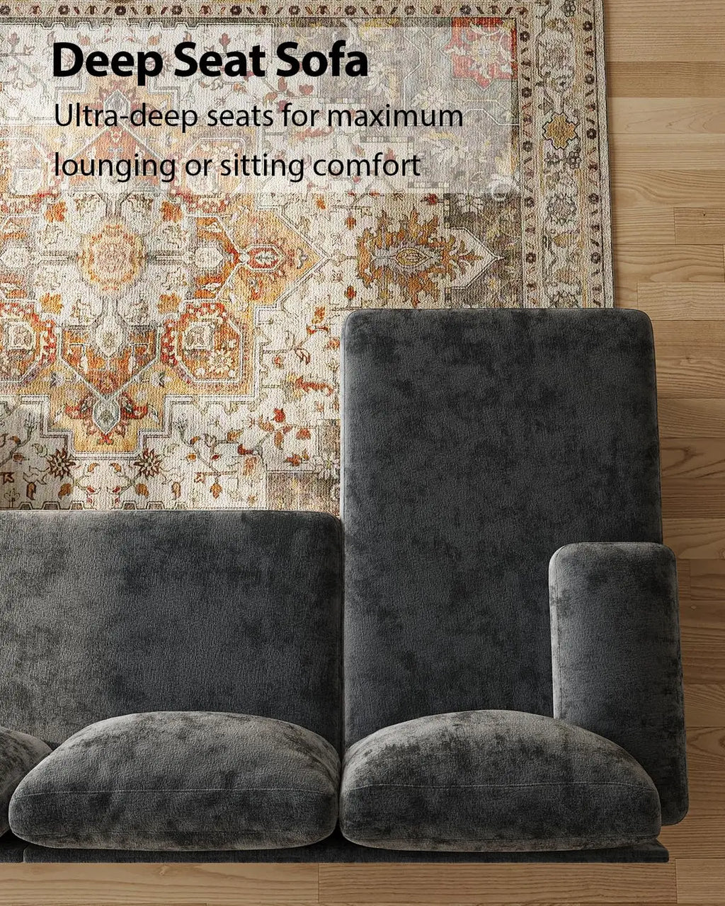 U-Shaped Sectional Couch | Chenille Sofa Double Chaise | 112IN