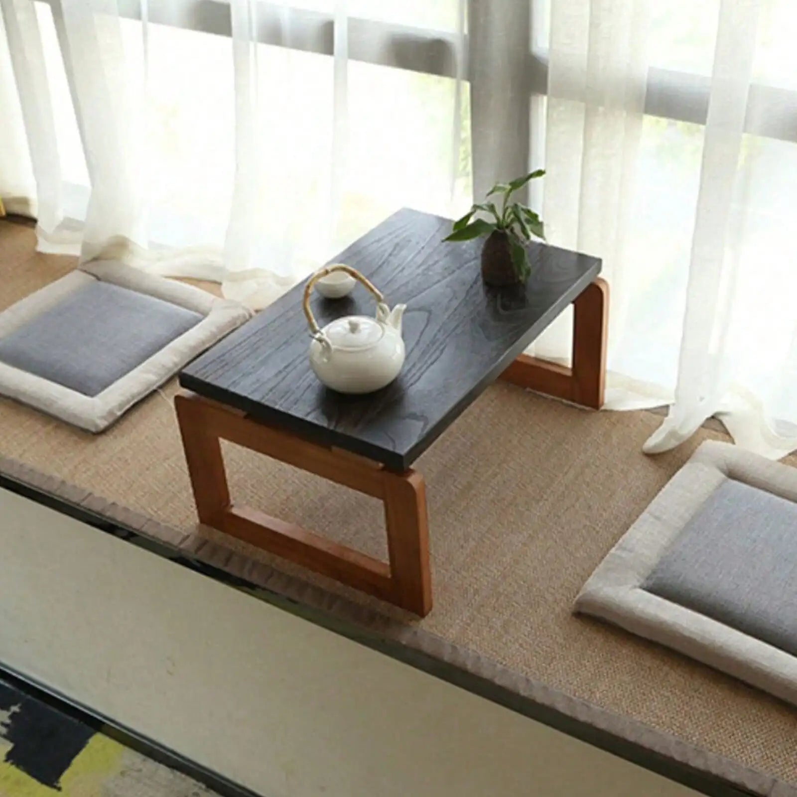 Brown Wooden Folding Coffee Table - Versatile Low Tea Table