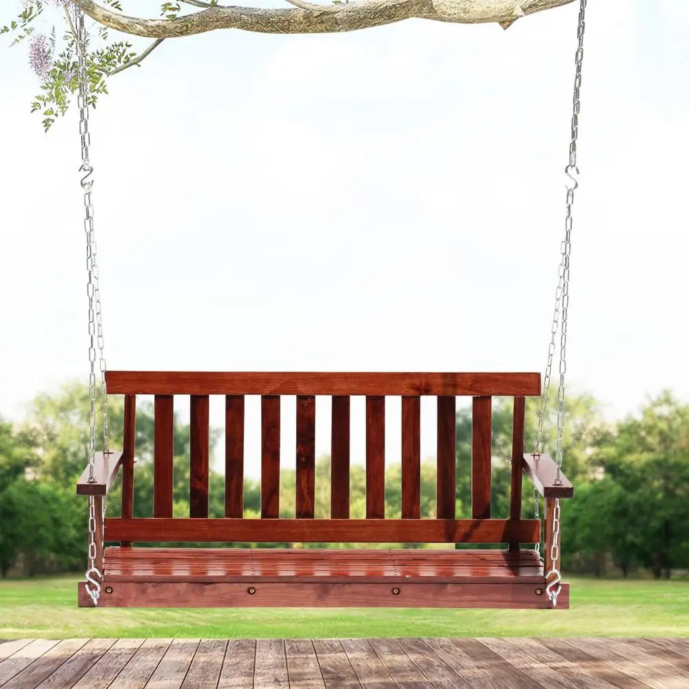 48" Wood Porch Swing 800 LBS Load Two-Person Seating
