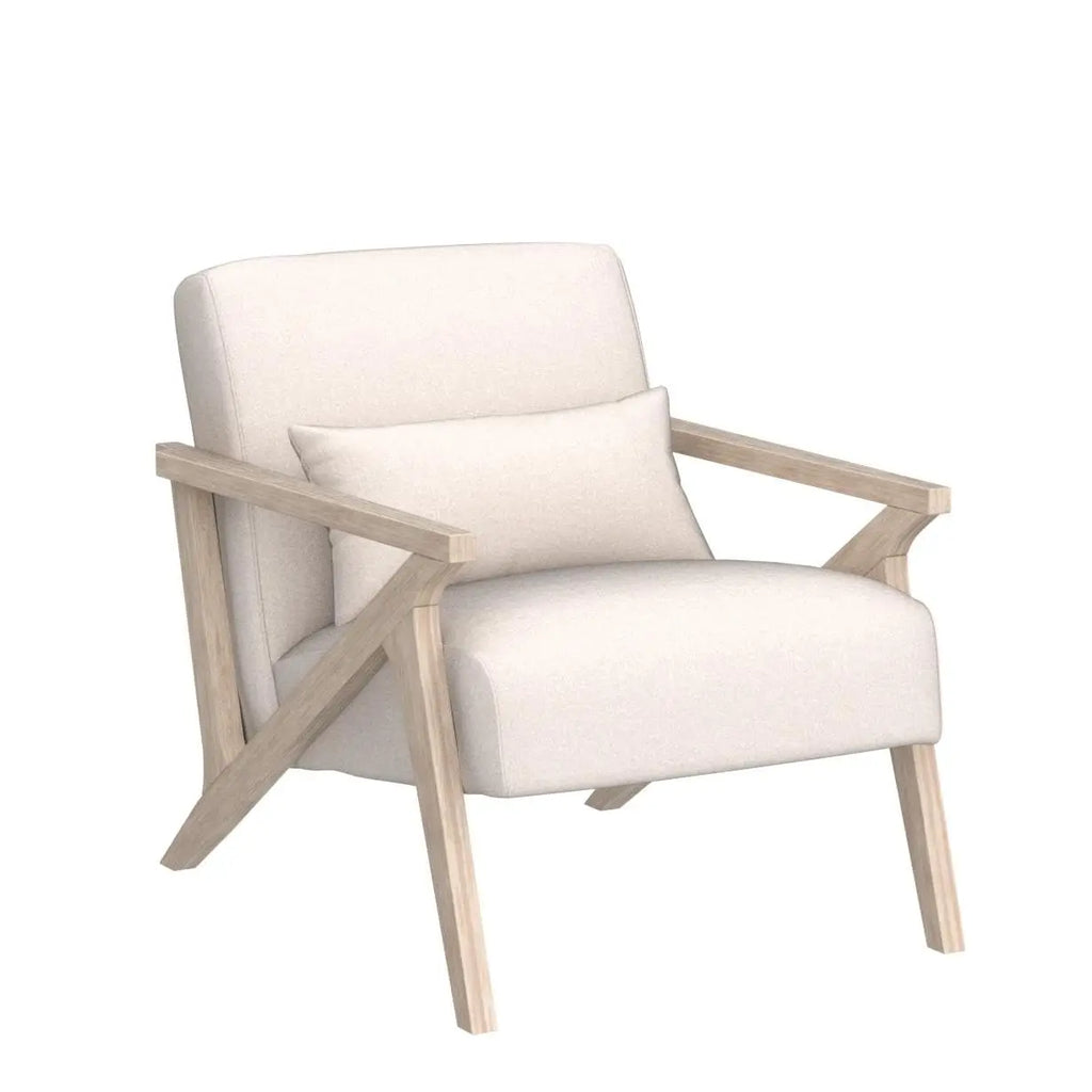 Mid-Century Chair, Wood Frame, Upholstered Armchair, Waist Cushion