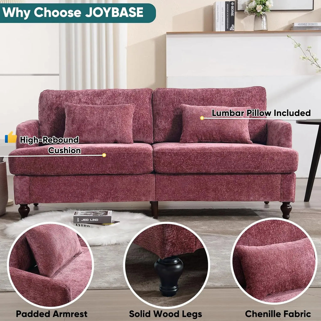 70 inch Loveseat Upholstered Chenille Sofa, Wood Legs