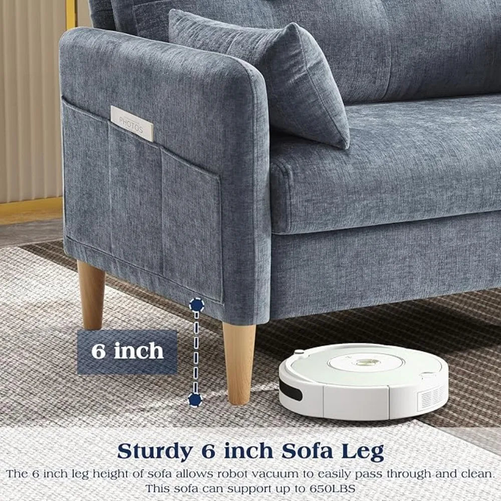 47" Loveseat Sofa, Comy Chenille Fabric Throws Removable Cushion