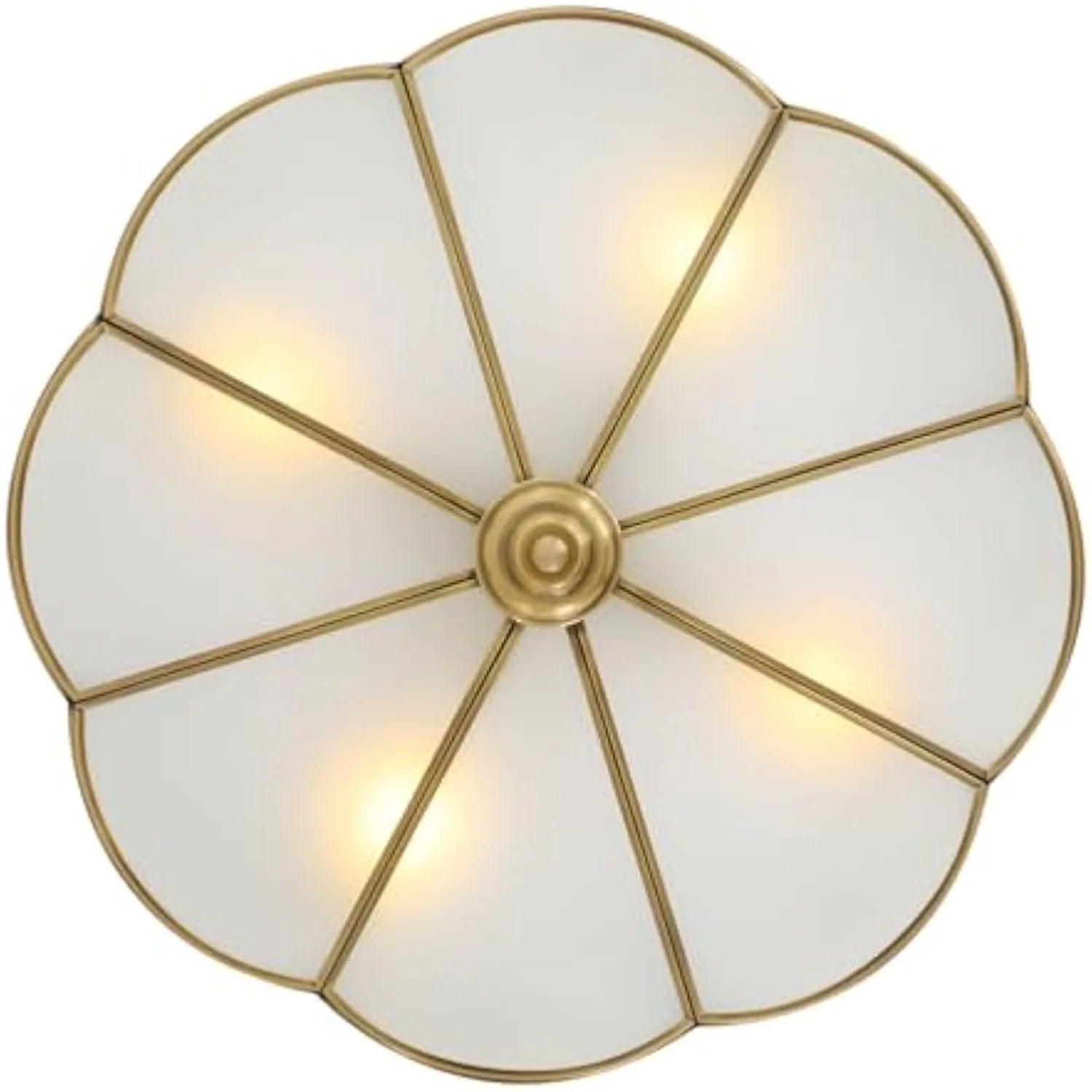 18IN Chandelier 4-Light Flower with Glass Lampshade, White LED Light