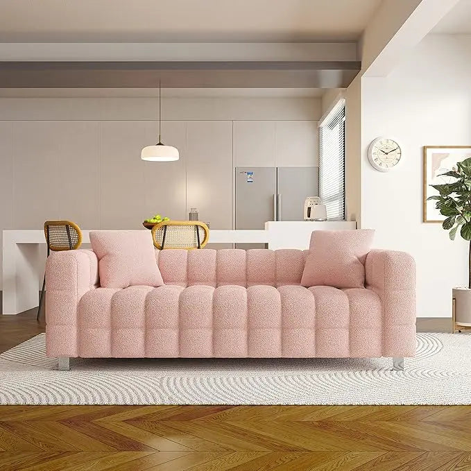 87.4" Deep Seat 3-Seater Bubble Teddy Velvet Sofa