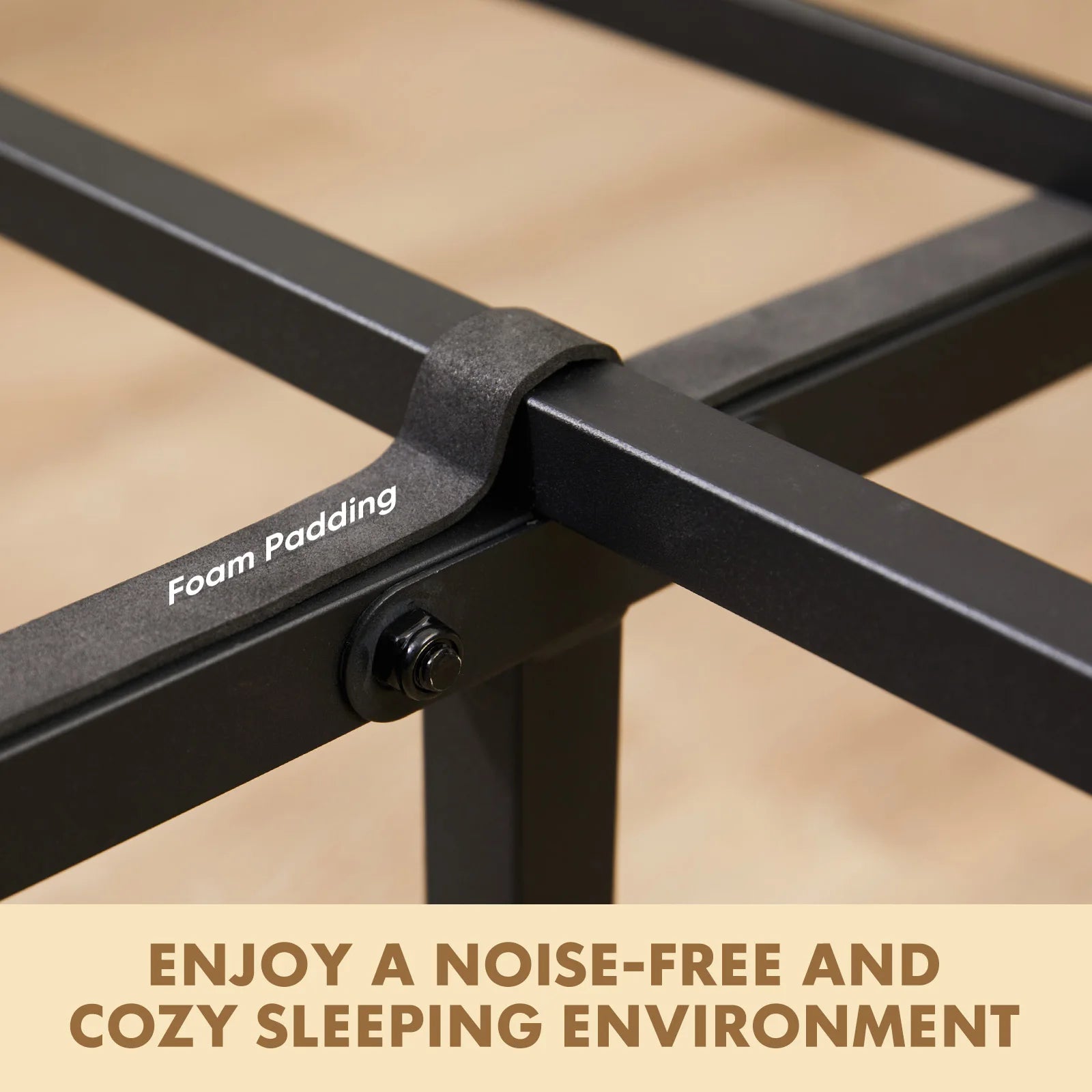 Wood Headboard Metal Platform No Box Spring 700LBS Sturdy Wood Slats