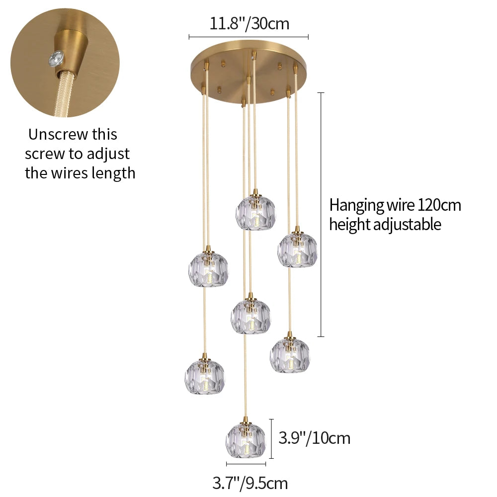 VETRULUS Crystal Pendant Ceiling Lamps Luxury Chandelier Lighting