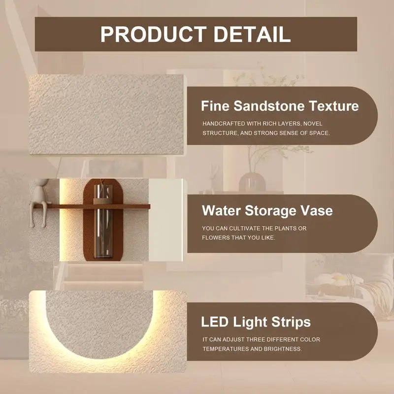 Adjustable 3-Color LED w/Simulated Plants, 3D Sculpture, Glass Vase & Rabbit Statue, Remote