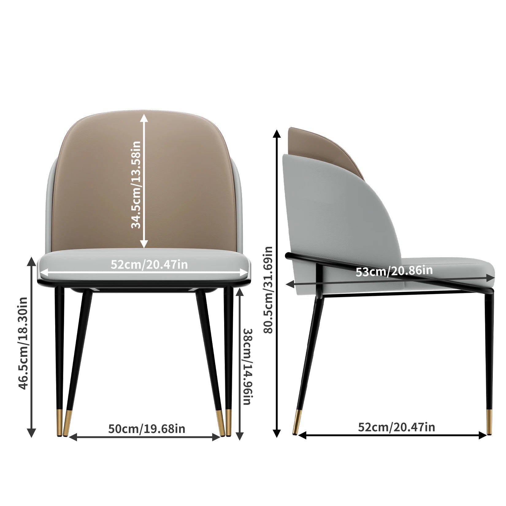 Luxurious Upholstered Dining Chairs Set, Microfiber Silicone Leather, 2 Colors