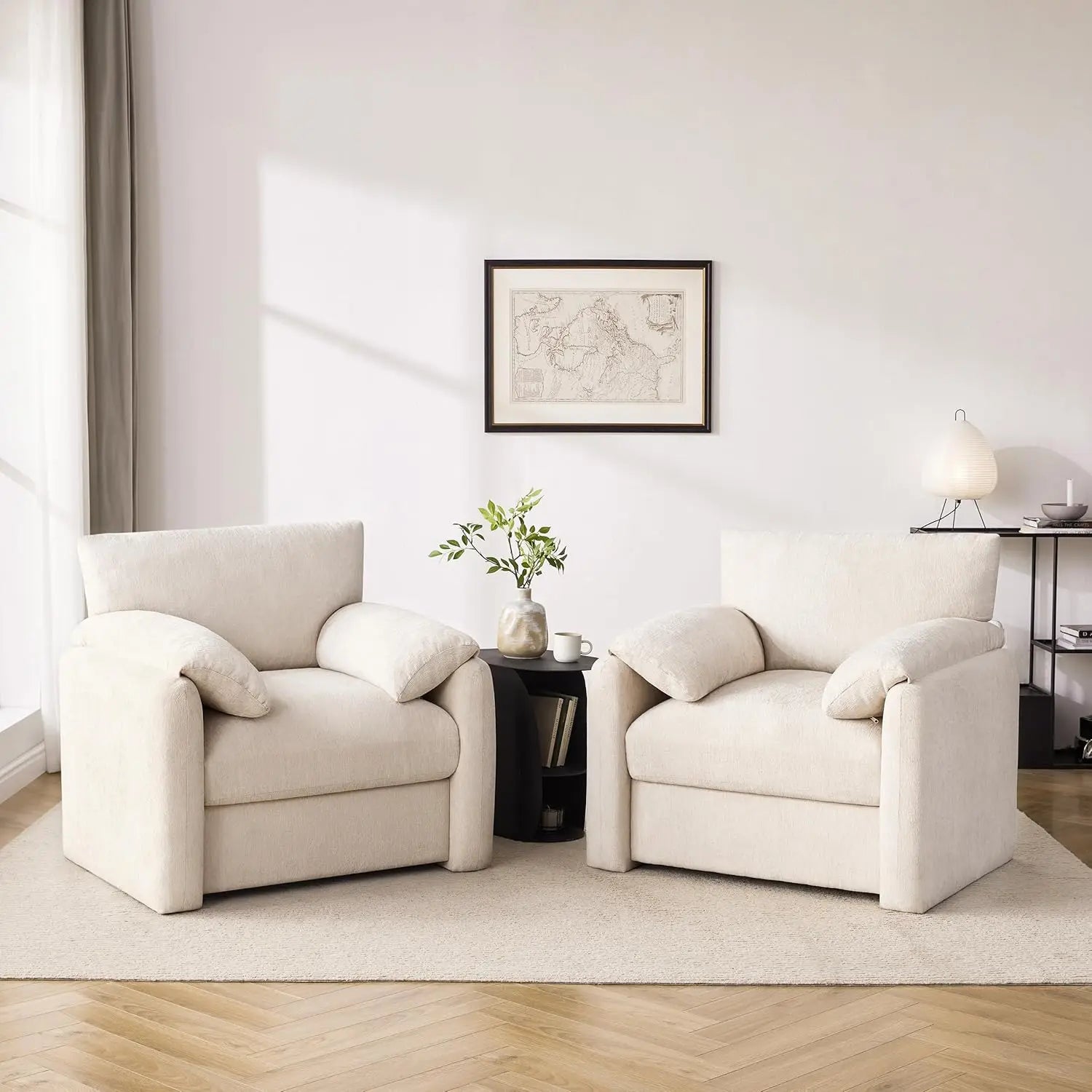 Chenille Oversized Armchair, 38.6" Wide Modern Lounge Chair