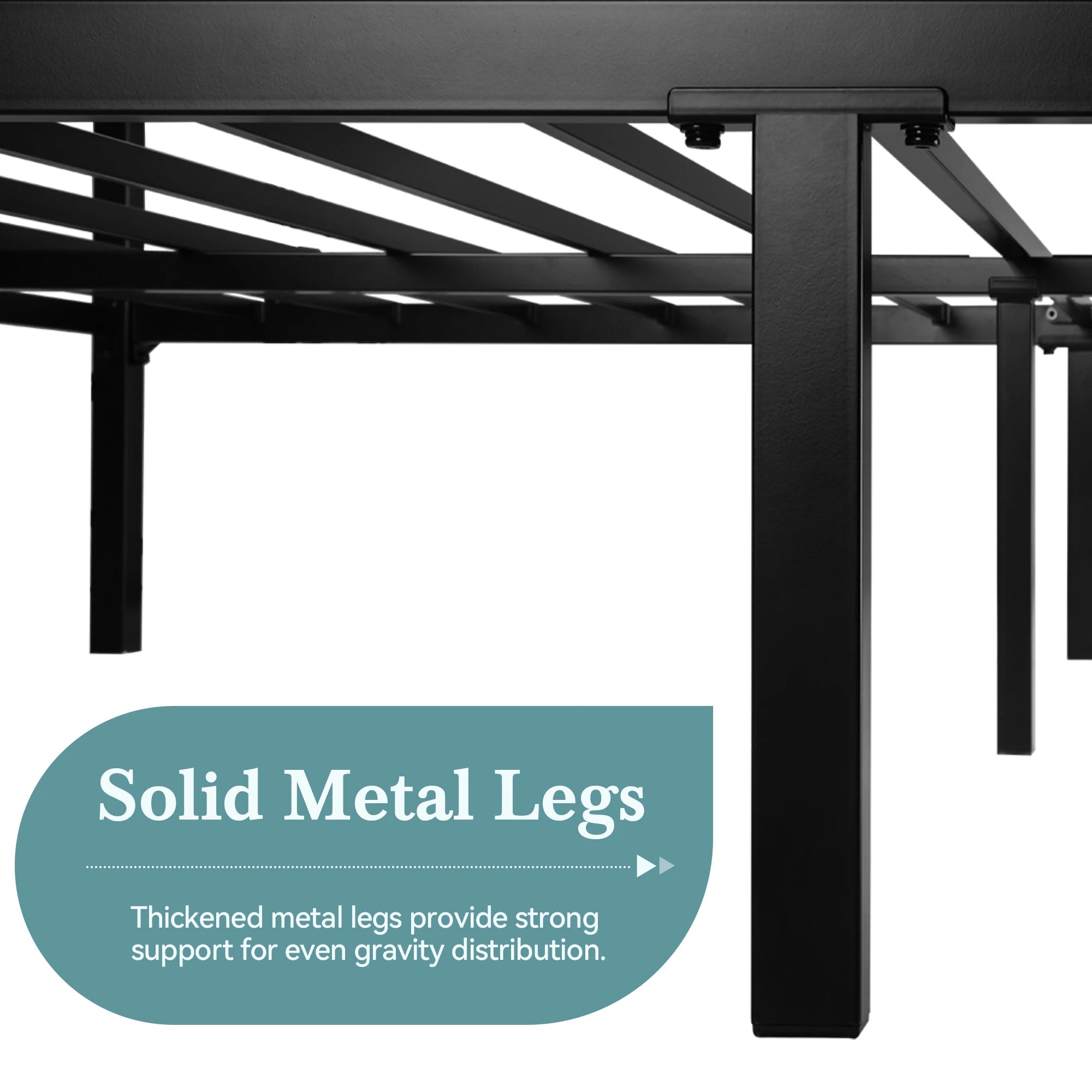 Canopy Bed Frame Enhanced 4-Poster 3-Metal Crossbar, No Box Spring Needed