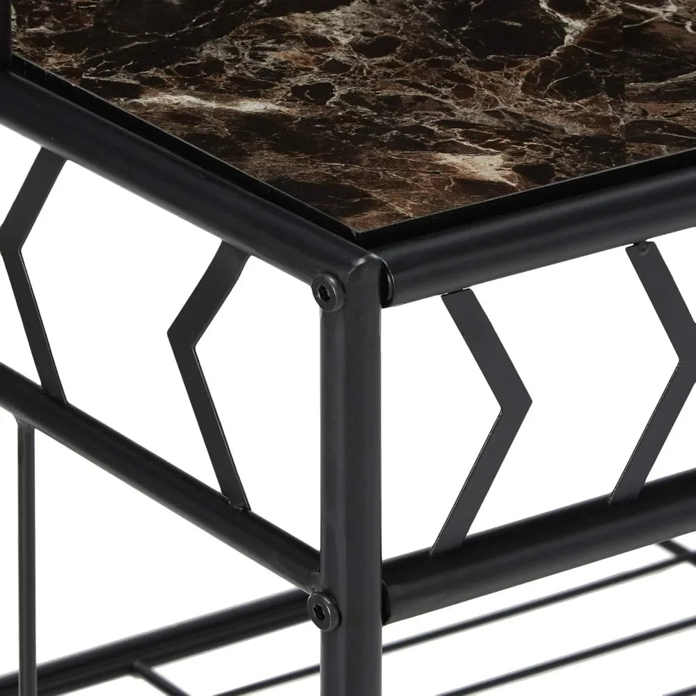 5-Tier Baker's Rack, Microwave Stand, Metal Frame, Marble Finish, 30x16x67in