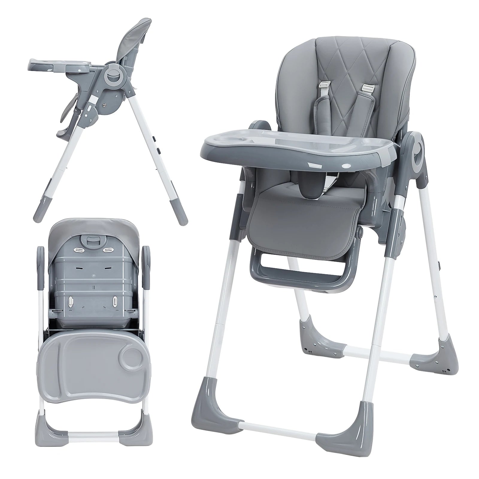 High Chair, Adjustable Height and Recline, Foldable High Chair