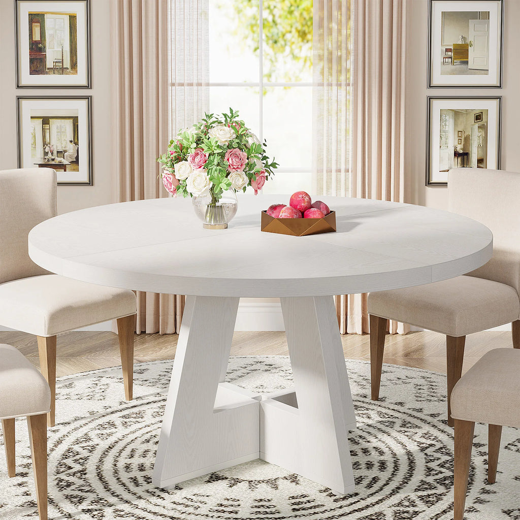Round Dining Table, 4, 47IN Small Dinner Table