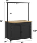 42" Island Heavy-Duty Cart 2-Tier Shelves, 5 Hooks
