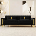 Velvet Chesterfield, Black 82" Sofa, Gold Metal Legs