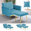 Velvet Recliner Chair Adjustable Armrests and Backrest, Button Tufted Chair