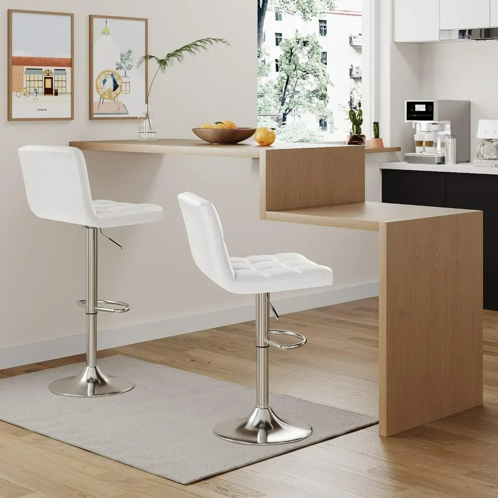 Adjustable Bar Stools Counter Height Set of 2, Swivel